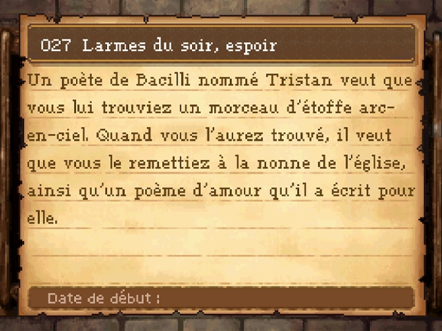 Quête : Larmes du soir, espoir